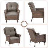 Patio Wicker Chairs Outdoor Furniture Chair - Set of 4 Outside All Weather Lawn Dining Brown Rattan Armchair with High - Photo 5