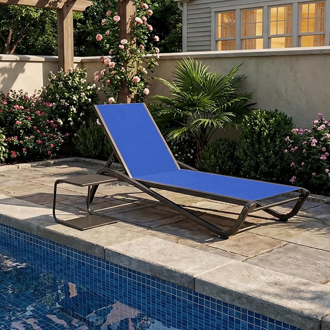 Kingdura Chaise Lounge Chairs Set for Pool, Aluminum Outdoor Lounge Chairs with 5 Positions Recliner - Photo 2
