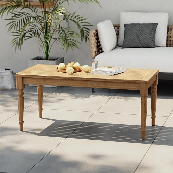 Christopher Knight Home Lama Rectangular Outdoor Coffee Table, Slat Panel Side Table - Photo 1