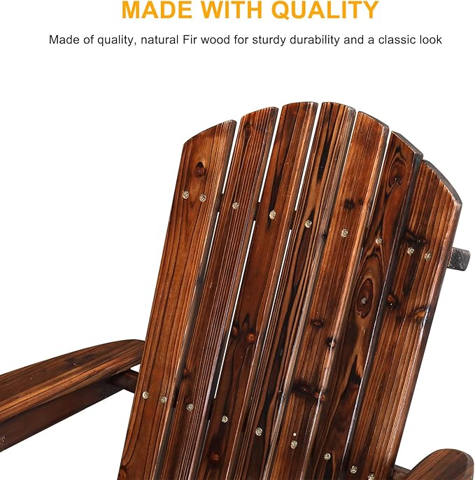 Outvita Folding Adirondack Chair Set of 2, 350LBS Solid Wood Garden Chair Weather Resistant - Photo 7