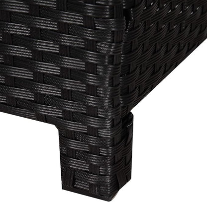 Outsunny 20" Patio Wicker Ottoman, Multipurpose Outdoor PE Rattan Footrest, Additional Seating, Side Table with Soft Cushion, Black, Cream White