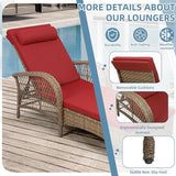 Outdoor Chaise Lounge Chair with Side Table, All Weather PE Rattan Patio Lounge Chair with Cushion - Photo 5