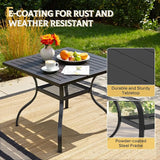 Incbruce Patio Dining Table, 37" x 37" Square Table Metal Steel Slat Table with 1.57" Umbrella Hole, for Backyards - Photo 3