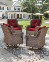 Patio Chairs Outdoor Swivel Glider - Set of 4 High Back Outside Brown Wicker Rattan Rocking Chair with Thick Cushion - Photo 6