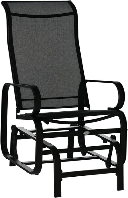 Outsunny Outdoor Glider Chair, Gliders for Outside Patio with Smooth Gliding Mechanism and Lightweight Construction for Backyard, Black