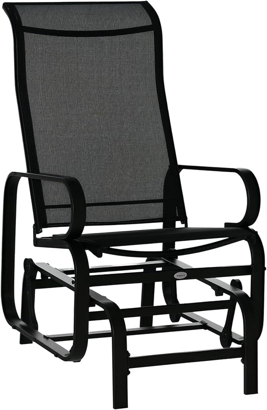 Outsunny Outdoor Glider Chair, Gliders for Outside Patio with Smooth Gliding Mechanism and Lightweight Construction for Backyard, Black