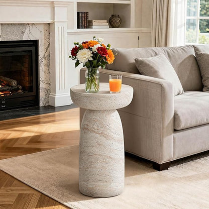 24" Large Side Table Outdoor, Modern Geometric Pedestal End Table, Multi-Functional & Decorative Coffee Table, Accent Table, Planter Stand for Garden Patio Porch Balcony or Living Room Decor