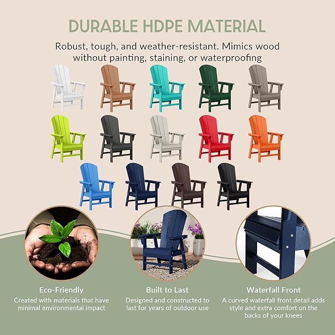 WestinTrends Malibu Outdoor Patio HDPE Plastic Adirondack Dining Chair Navy Blue - Photo 9