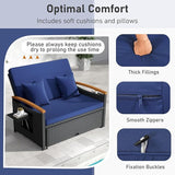 Moccha Outdoor Wicker Daybed, Patio Rattan Loveseat Sofa w/ 4-Level Adjustable Backrest, Folding Panels - Photo 3