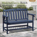 Sophia & William HDPE Outdoor Bench Weatherproof, 2-Person Garden Bench with Cup Holders, 700 lbs Capacity - Photo 3