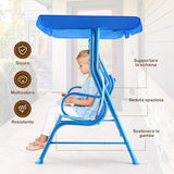 KOTEK Kids Patio Swing, 2-Seater Outdoor Hanging Bench with Adjustable Canopy, Safety Belt & Curved Armrest - Photo 5