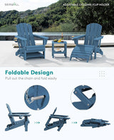SERWALL 5-Piece Adirondack Chair and Ottoman and Table Set - Photo 4