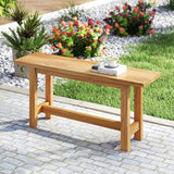 Tangkula Outdoor Teak Wood Bench, Patio Dining Bench Seat, Wooden Garden Bench, 2-Person Loveseat Seating for Porch - Photo 5