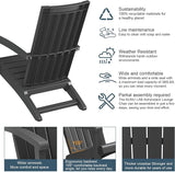 NUNU LAB Oversized Adirondack Chair, Plastic All-Weather Resistant Wooden Textured Lawn Chair, Black Outdoor Patio Chair - Photo 7