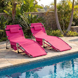 Goplus Tanning Chair with Face Arm Holes, Portable Sunbathing Chair w/4-Level Backrest, Head Pillow - Photo 5