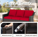 77'' Patio Sofa, All Weather Outdoor Rattan Wicker 3-Seat Sofa High Back Couch with Premium Cushions for Garden - Photo 4