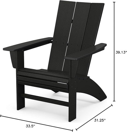 POLYWOOD Modern Curveback Adirondack Chair, HDPE Outdoor Patio Furniture, Fade-Proof Fire Pit Deck Garden Chair, Adult Size, Made in USA