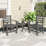 Tangkula Patio Dining Chairs Set of 4, HDPE All Weather Outdoor Chair w/Wide Armrests, Curved Seat, Wood Grain - Photo 3