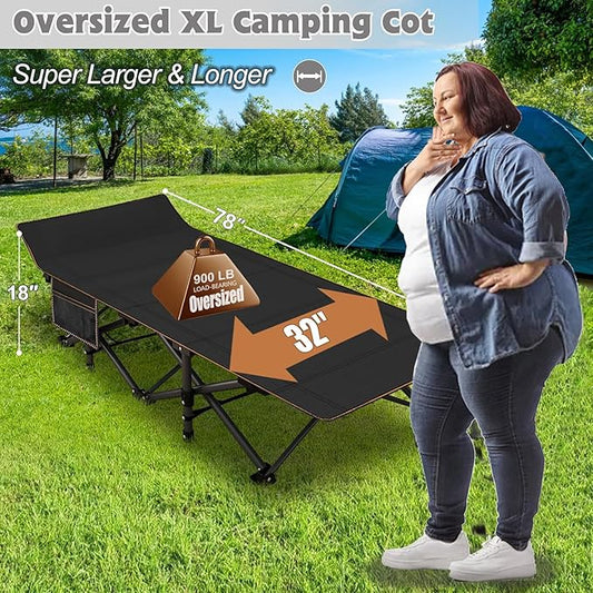 H&ZT Adults Patio Chaise with Mattress, Outdoors Portable Bed Frame for Adults