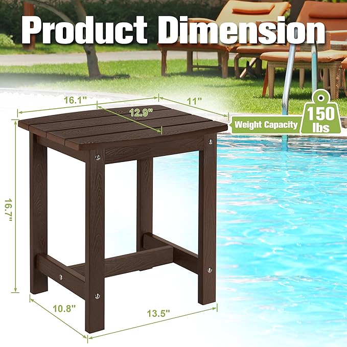 Y&M Outdoor Side Table, HIPS Adirondack Small Single Table, Waterproof Square Outside Table - Photo 3