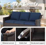 77'' Patio Sofa, All Weather Outdoor Rattan Wicker 3-Seat Sofa High Back Couch with Premium Cushions for Garden - Photo 4