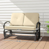 Outsunny Outdoor Glider Bench, 2-Person Patio Rocker Loveseat with Tufted Cushions, Steel Frame for Porch - Photo 3