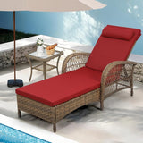 Outdoor Chaise Lounge Chair with Side Table, All Weather PE Rattan Patio Lounge Chair with Cushion - Photo 1