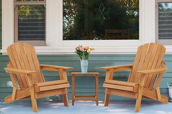 Oversized Wooden Folding Adirondack Chair with Pre-Assembled Backrest and Seat Board - Photo 8
