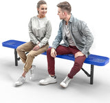 Heavy-Duty Outdoor Metal Bench, Thermoplastic-Coated, Inground, Weatherproof, Commercial-Grade for Parks, Gardens - Photo 1