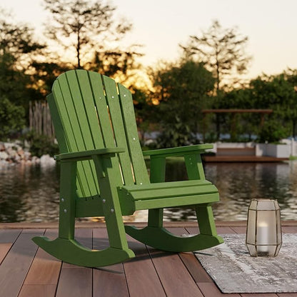 Wildridge Heritage Adirondack Rocking Chair, Lime Green - Outdoor Weather Resistant HDPE Rocking Chair for Patio, Deck, Fire Pit