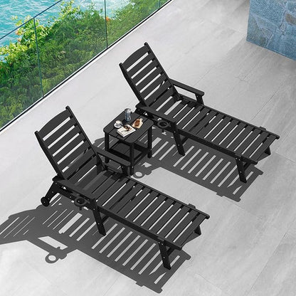SERWALL Double Adirondack Side Set of 6, Table Rectangular End Table, Black