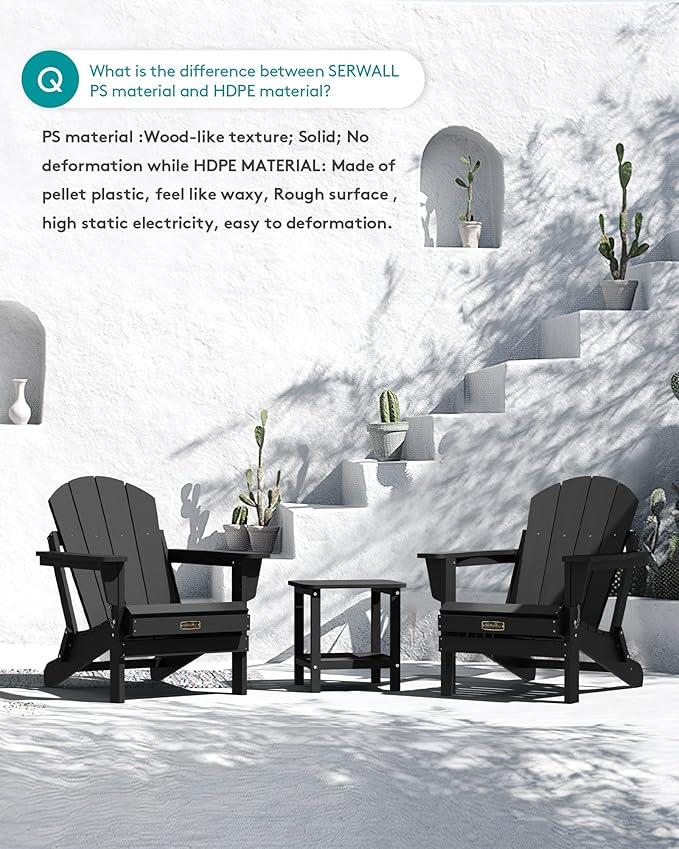 SERWALL Folding Adirondack Chairs Patio Chairs Lawn Chair Set of 8 Outdoor Adirondack Chair Weather Resistant for Patio - Photo 6