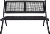 SAFAVIEH Outdoor Collection Kobina Black Acacia Wood/Black Rope Foldable Bench - Photo 1