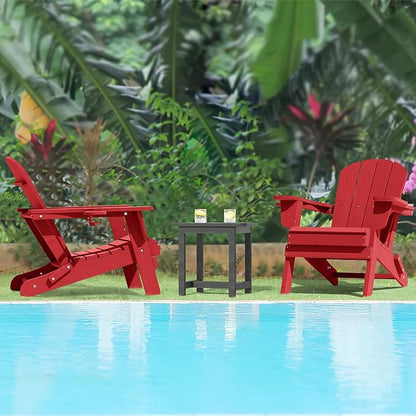 LOUNZY Folding Adirondack Chair Set of 2, Dark Red
