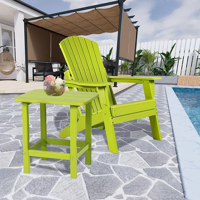 Aoodor 19'' Adirondack Side Table, Rectangular HDPE End Table, Weather Resistant and Easy Maintenance, Apple - Photo 2