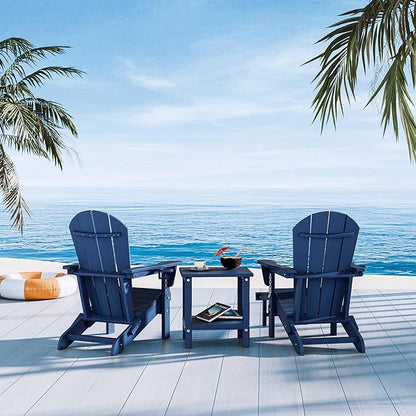Outdoor Side Table, Double Layer Small Side Tables,All Weather Adirondack Side Table, Waterproof Outdoor End Tables for Patio, Pool, Porch (Navy Blue)