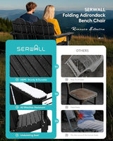 SERWALL Folding Adirondack Bench, HDPE All-Weather Adirondack Loveseat, 660 lbs Capacity - Photo 4