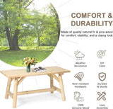 Outdoor Coffee Table, Thick Wooden Patio Adirondack Log Coffee Table with Slatted Tabletop - Photo 6