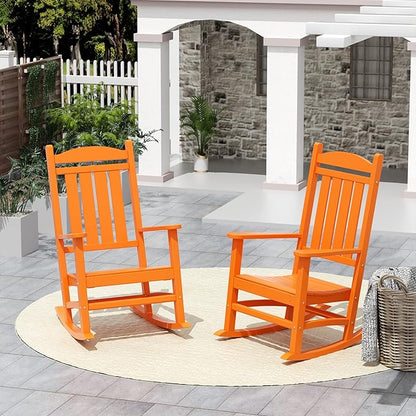 WO WESTIN OUTDOOR HDPE Laguna Classic Porch Rocking Chair (Set of 2), Orange