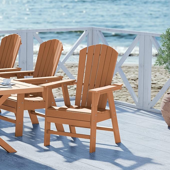 WestinTrends Dylan Outdoor Patio Shell-Back Adirondack Dining Chair Weather Resistant Teak