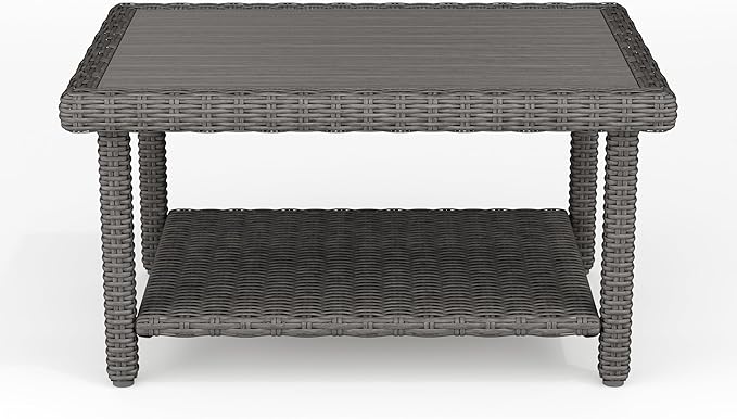 Martha Stewart Bedford Indoor-Outdoor Patio Coffee Table with Lower Shelf, Faux Wood Top - Photo 10