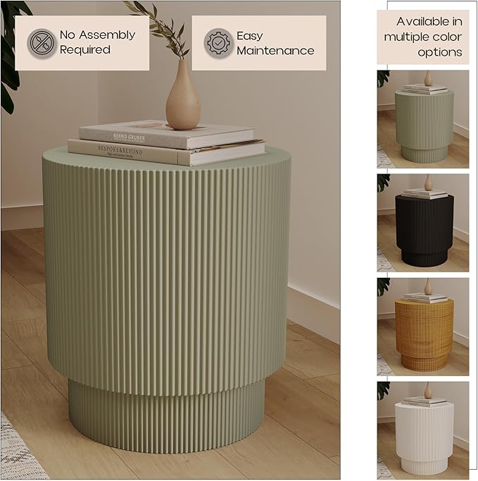LeisureMod Modern Side Table Round Fiberstone Top Accent End Table for Home, Outdoor Patio, Living Room Sofa - Photo 7