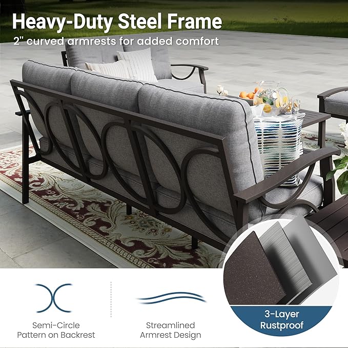 RoyalCraft Outdoor Patio Furniture Set, 9 Seats Outdoor Patio Set with 4" Thick Cushion - Photo 5