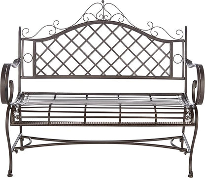 Safavieh PAT5017B Outdoor Collection Abner Rustic Brown Wrought Iron 46-inch Garden Bench