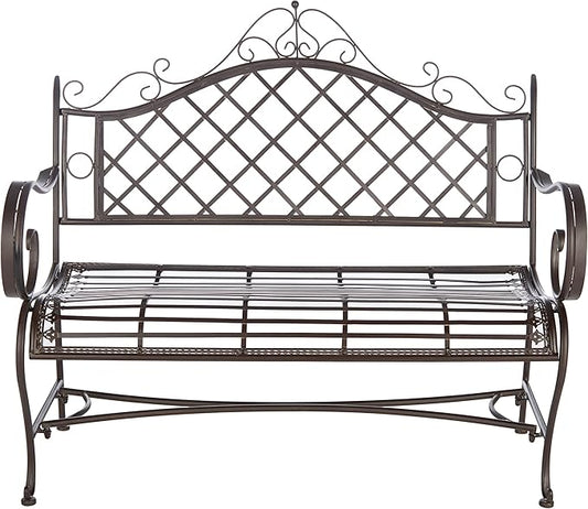 Safavieh PAT5017B Outdoor Collection Abner Rustic Brown Wrought Iron 46-inch Garden Bench