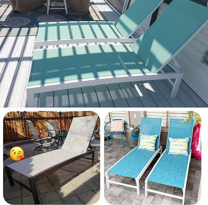 Patio Aluminum Chaise Lounge Chair, Outdoor Recliner Lounge Chair Sun Loungers, All Weather Chaise with 5 Adjustable Backrest and Lay Flat Positions for Garden, Balcony, Pool