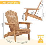 Wooden Folding Adirondack Chair Set of 2, Wood Lounge Patio Chair for Garden Outdoor - Photo 3