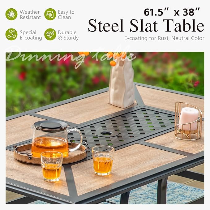 Sophia & William Rectangular Outdoor Dining Table with 1.6"-2" Adjustable Umbrella Hole - Photo 3