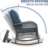 UDPATIO Rocking Outdoor Chair Patio Wicker Chair with Cushions, Lumbar Pillow for Porch Backyard, Porch, Balcony - Photo 9