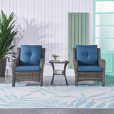 Rilyson Patio Bistro Set Wicker Chairs - 3 Piece Outdoor Rattan Conversation Set with 2 Armrest Chair and 1 Side Table - Photo 2